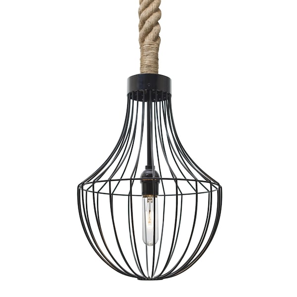 Besa Lighting Sultana Rope Pendant, Flare, Black, 1x40W Incandescent 1JT-SULTANA-F-BK - main